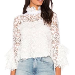 Endless Rose Crochet Lace Bell Sleeve Tie Top XS
